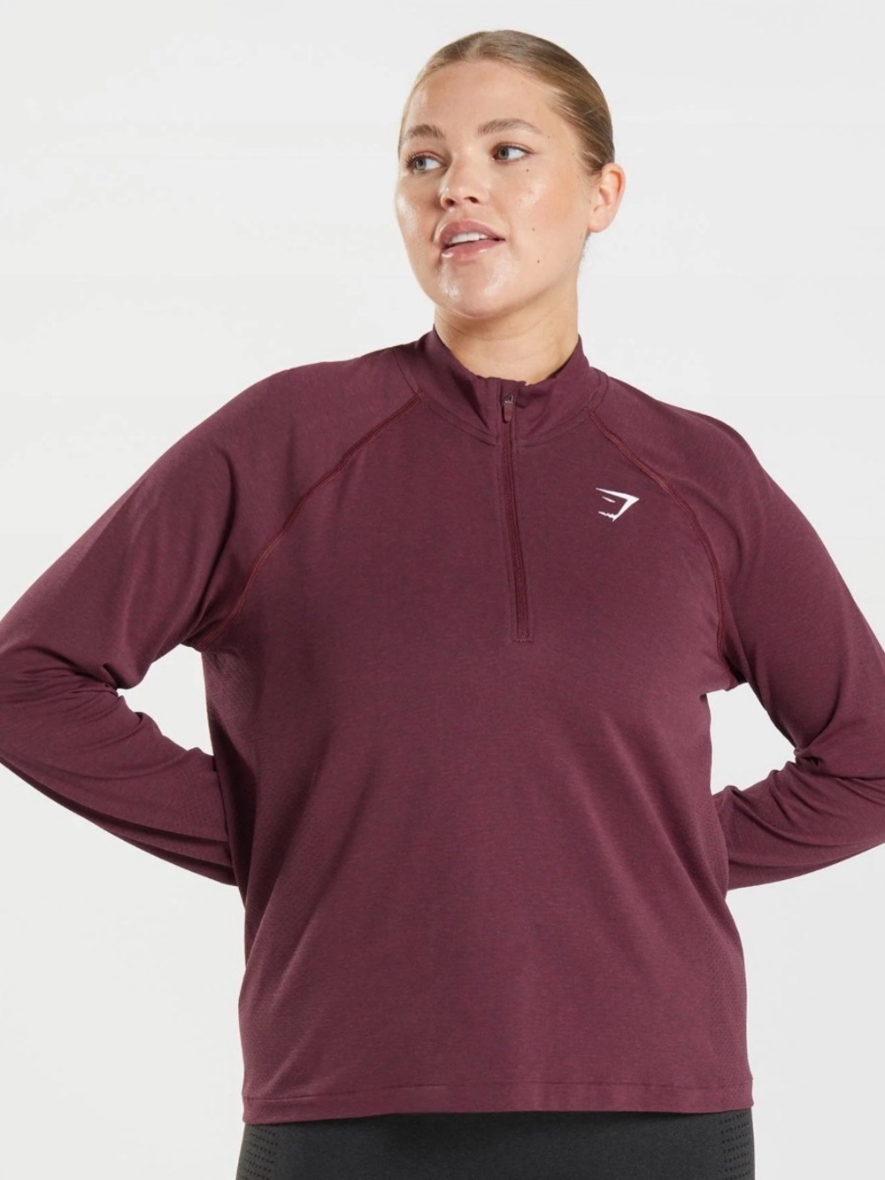 Gymshark Vital Seamless 2.0 1/2 Zip Pullover - Baked Maroon Marl